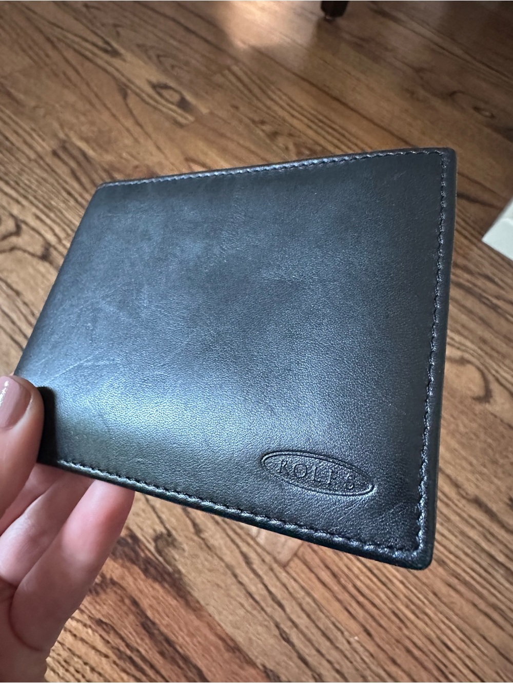 Men’s Black Leather Wallet Card Holder Rolfs